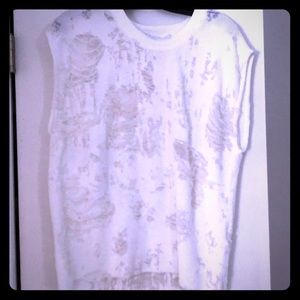 Iro sleeveless distressed top- off white color